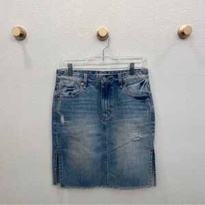 HABITUAL Distressed Split Side Washed Denim Blue Pencil Skirt Size 27 NWOT